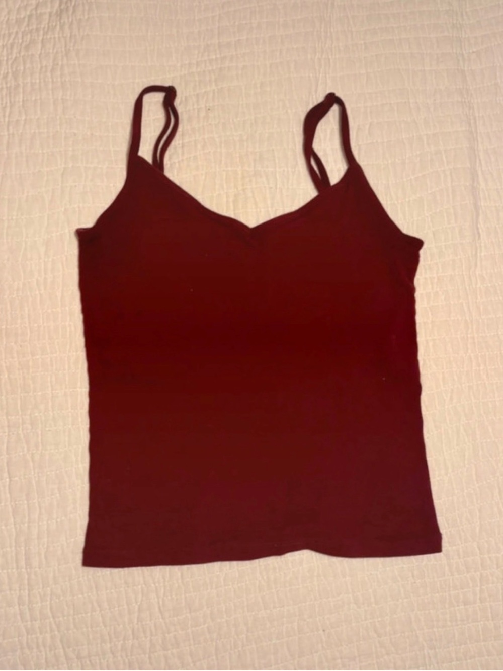 Brandy Melville Women’s Burgundy Adjustable Strap Tank Top With Built in Bra